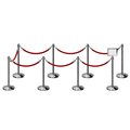 Montour Line Stanchion Post and Rope Kit Pol.Steel, 8CrownTop 7RedRope 8.5x11H Sign C-Kit-7-PS-CN-1-Tapped-1-8511-H-7-ER-RD-PS